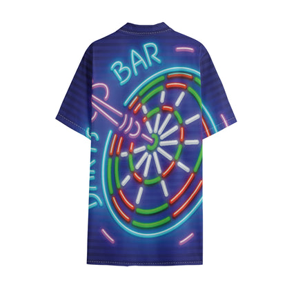 Darts Bar Sign Print Cotton Hawaiian Shirt
