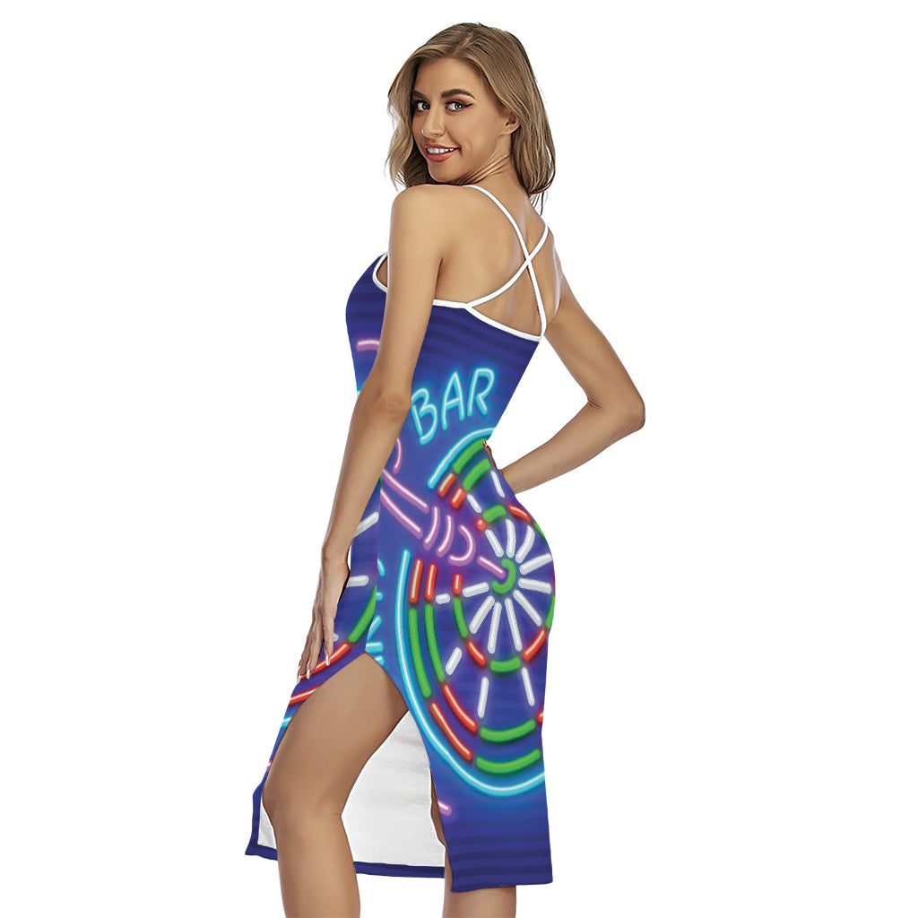 Darts Bar Sign Print Cross Back Cami Dress