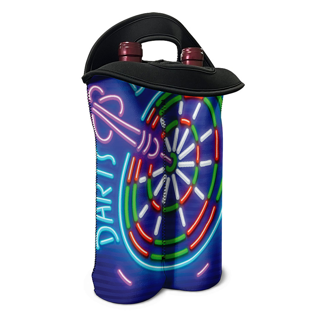 Darts Bar Sign Print Double Neoprene Wine Tote