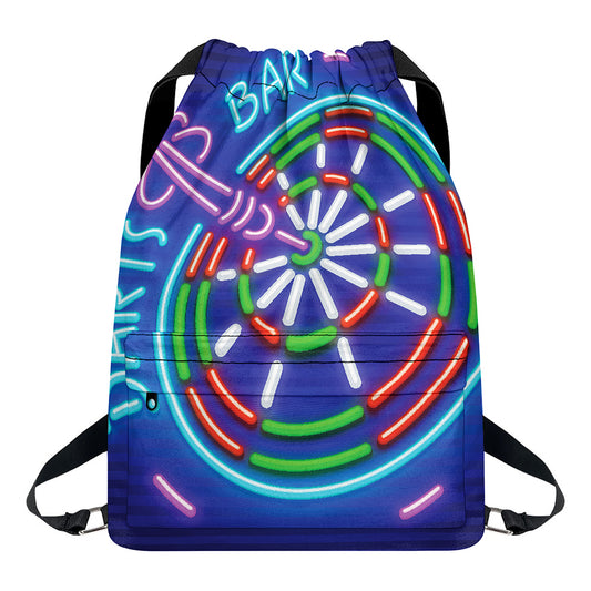 Darts Bar Sign Print Drawstring Backpack