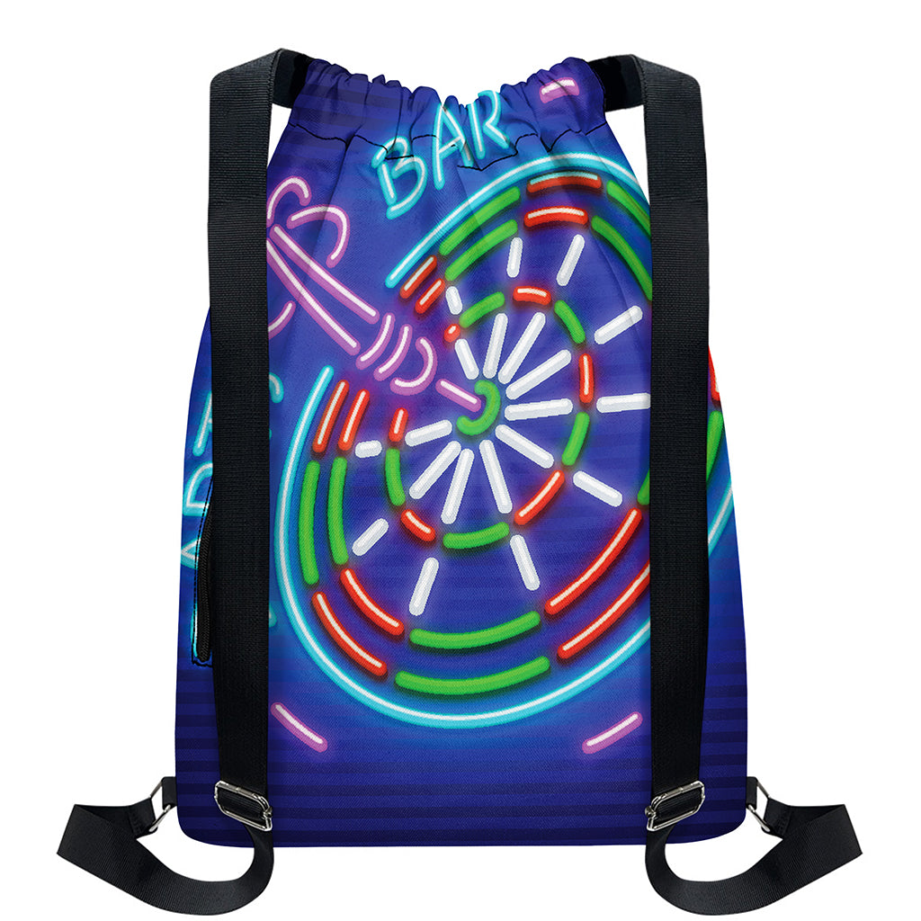 Darts Bar Sign Print Drawstring Backpack