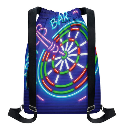 Darts Bar Sign Print Drawstring Backpack