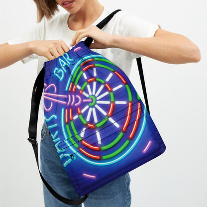 Darts Bar Sign Print Drawstring Backpack