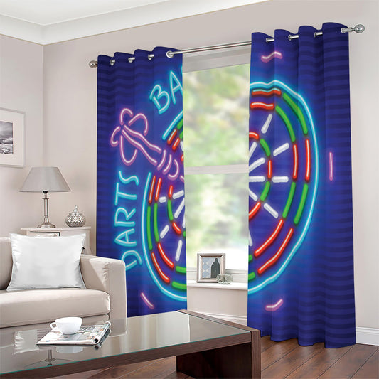 Darts Bar Sign Print Extra Wide Grommet Curtains
