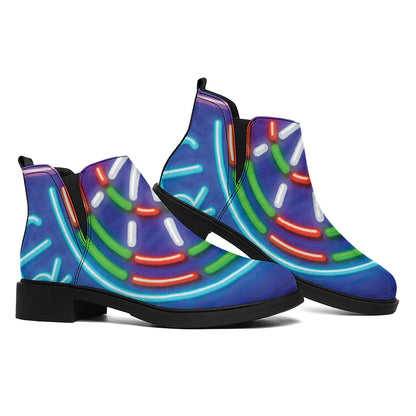 Darts Bar Sign Print Flat Ankle Boots