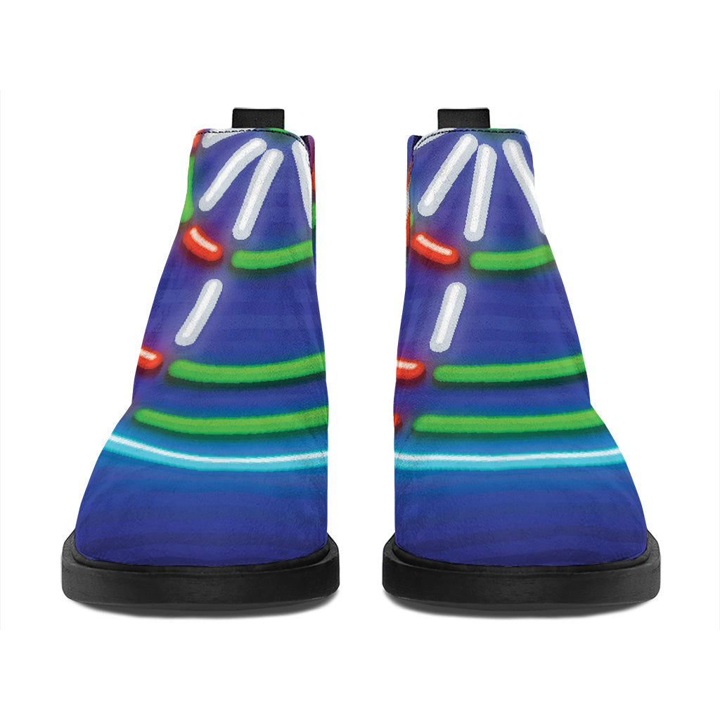 Darts Bar Sign Print Flat Ankle Boots