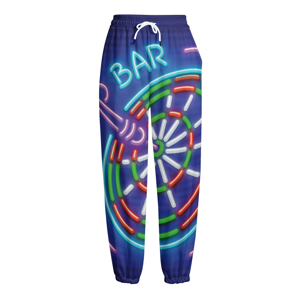 Darts Bar Sign Print Fleece Lined Knit Pants