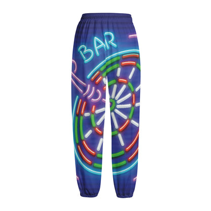 Darts Bar Sign Print Fleece Lined Knit Pants