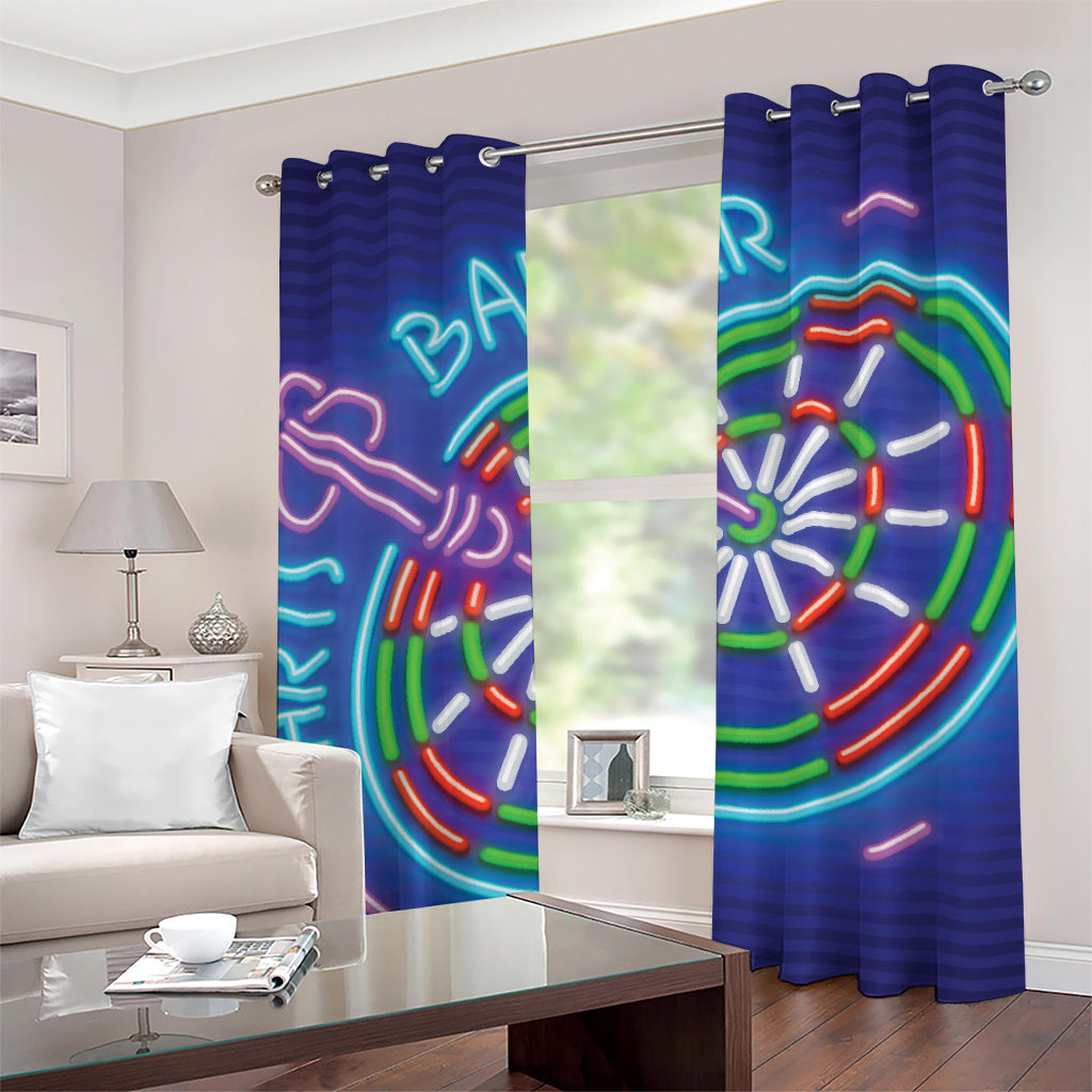 Darts Bar Sign Print Grommet Curtains
