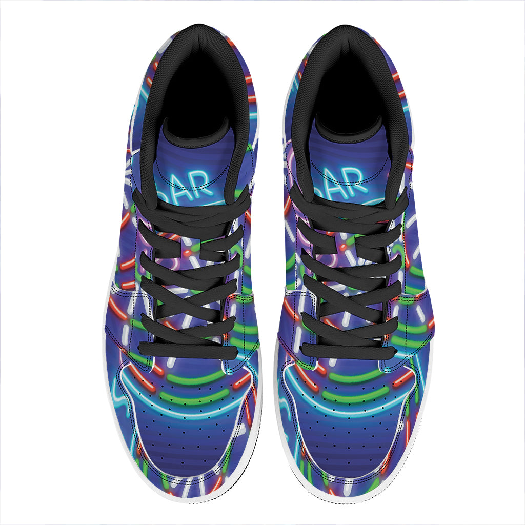 Darts Bar Sign Print High Top Leather Sneakers