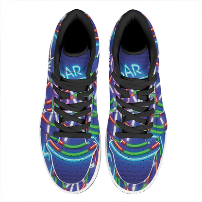 Darts Bar Sign Print High Top Leather Sneakers