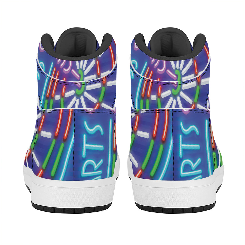 Darts Bar Sign Print High Top Leather Sneakers