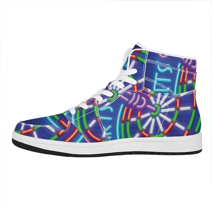 Darts Bar Sign Print High Top Leather Sneakers