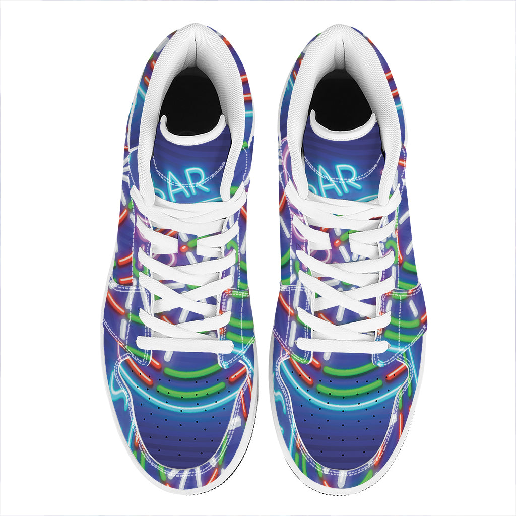 Darts Bar Sign Print High Top Leather Sneakers