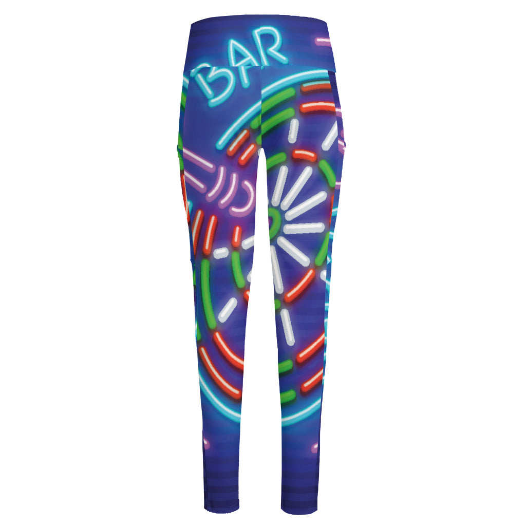 Darts Bar Sign Print High-Waisted Pocket Leggings