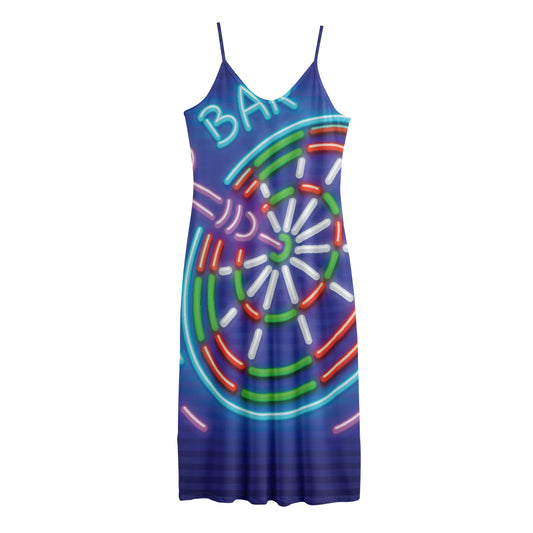 Darts Bar Sign Print Jersey Midi Cami Dress