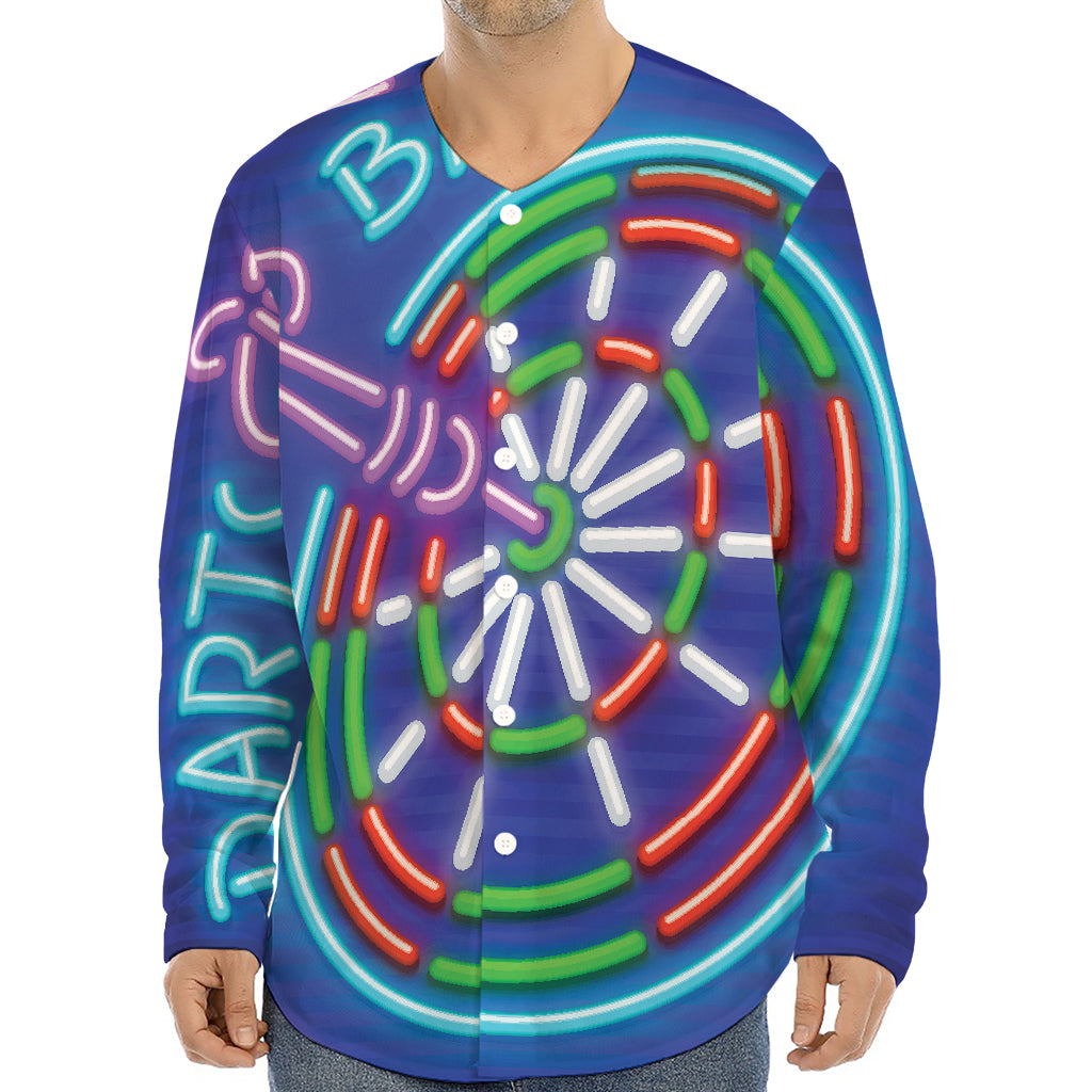 Darts Bar Sign Print Long Sleeve Baseball Jersey