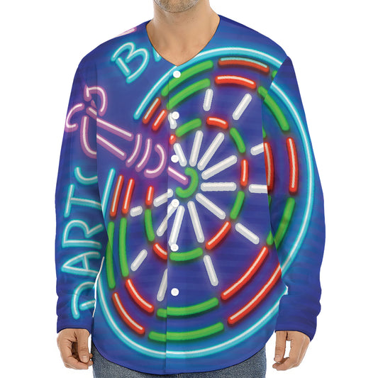 Darts Bar Sign Print Long Sleeve Baseball Jersey