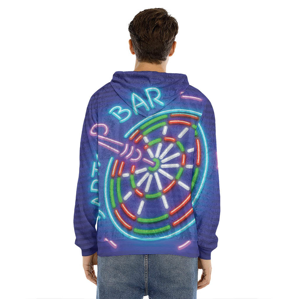 Darts Bar Sign Print Men's Velvet Pullover Hoodie