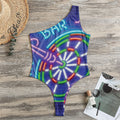 Darts Bar Sign Print One Shoulder Bodysuit
