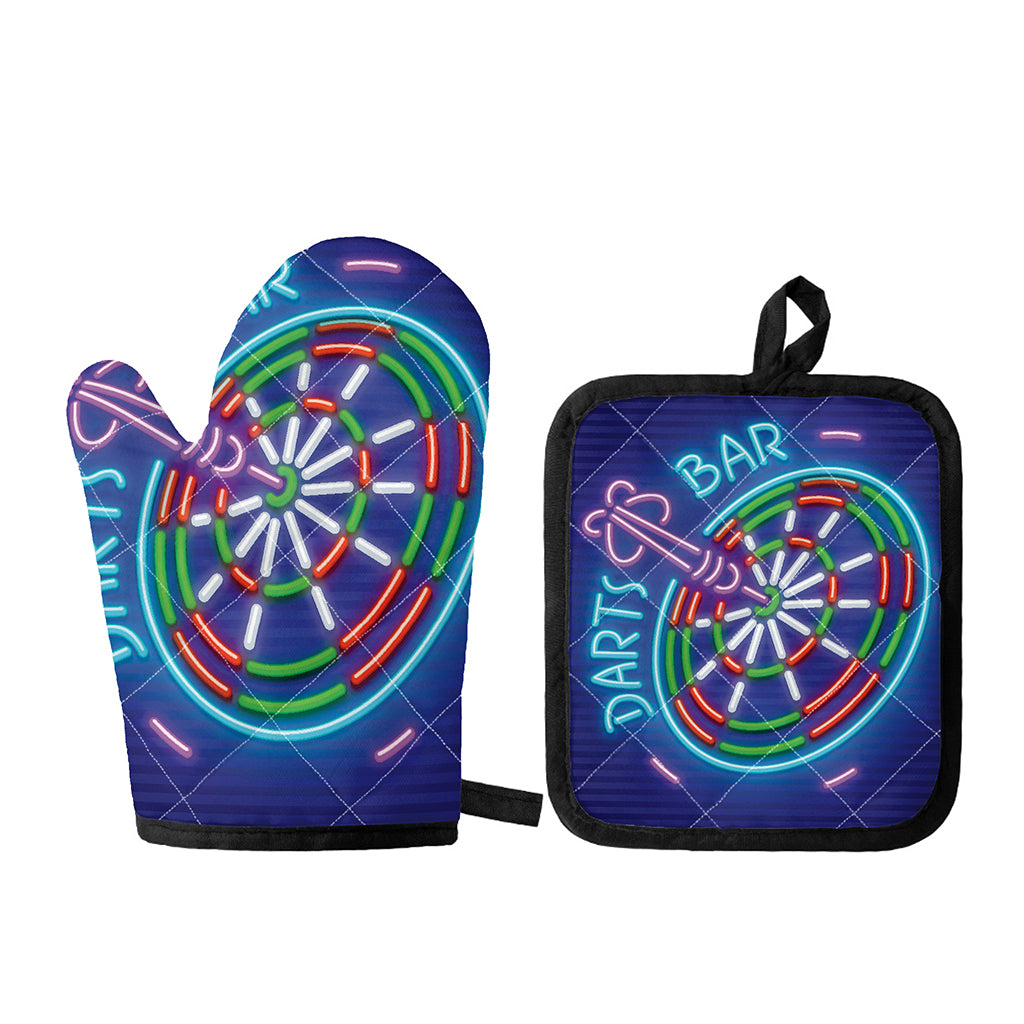 Darts Bar Sign Print Oven Mitt And Pot Holder Set
