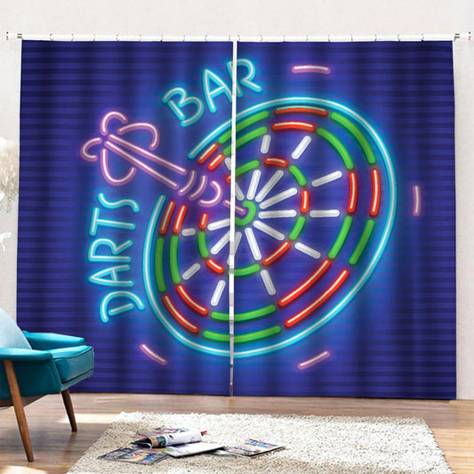 Darts Bar Sign Print Pencil Pleat Curtains