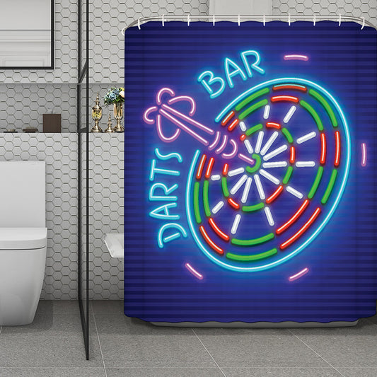 Darts Bar Sign Print Polyester Shower Curtain