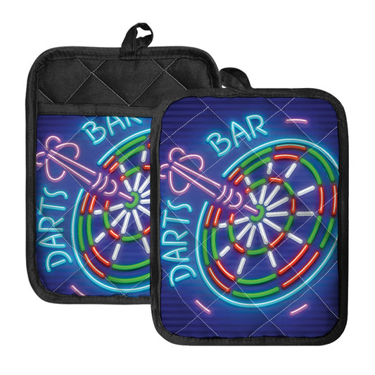 Darts Bar Sign Print Pot Holders With Pocket
