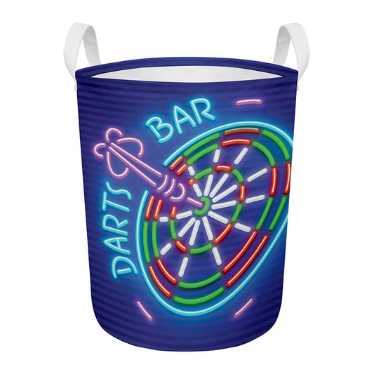 Darts Bar Sign Print Round Laundry Basket