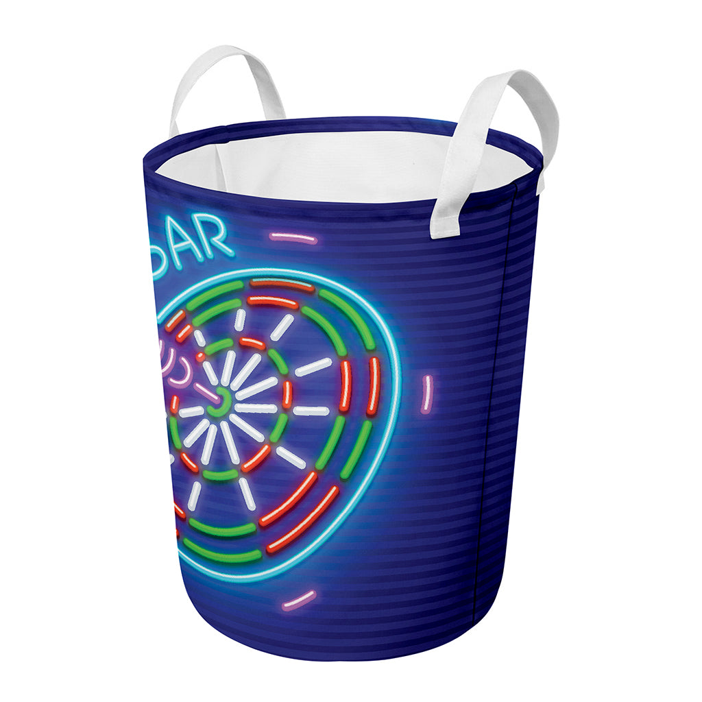 Darts Bar Sign Print Round Laundry Basket