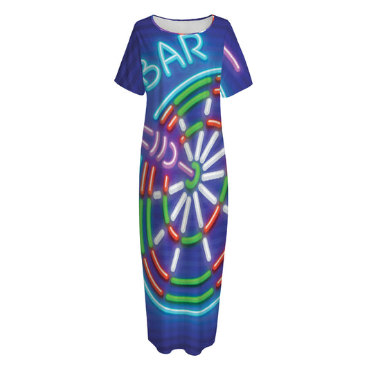 Darts Bar Sign Print Short Sleeve Long Nightdress