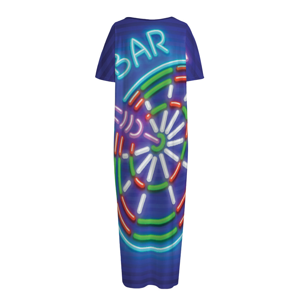 Darts Bar Sign Print Short Sleeve Long Nightdress