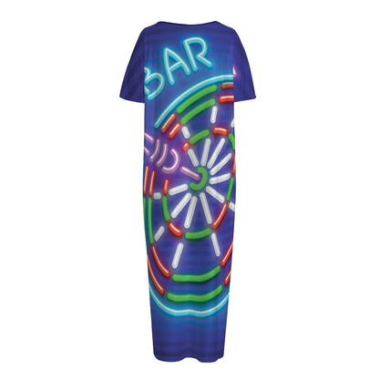 Darts Bar Sign Print Short Sleeve Long Nightdress