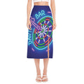 Darts Bar Sign Print Side Slit Midi Skirt