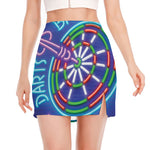 Darts Bar Sign Print Side Slit Mini Skirt