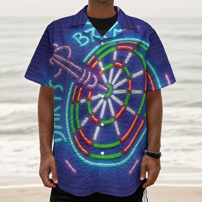 Darts Bar Sign Print Textured Short Sleeve Shirt