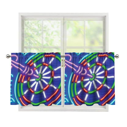 Darts Bar Sign Print Tier Curtains