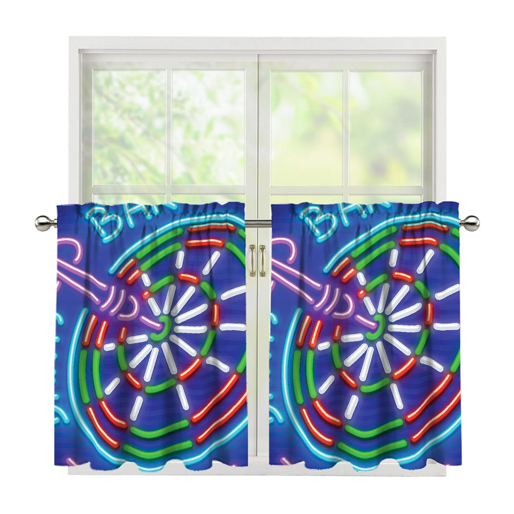 Darts Bar Sign Print Tier Curtains