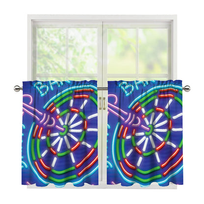 Darts Bar Sign Print Tier Curtains