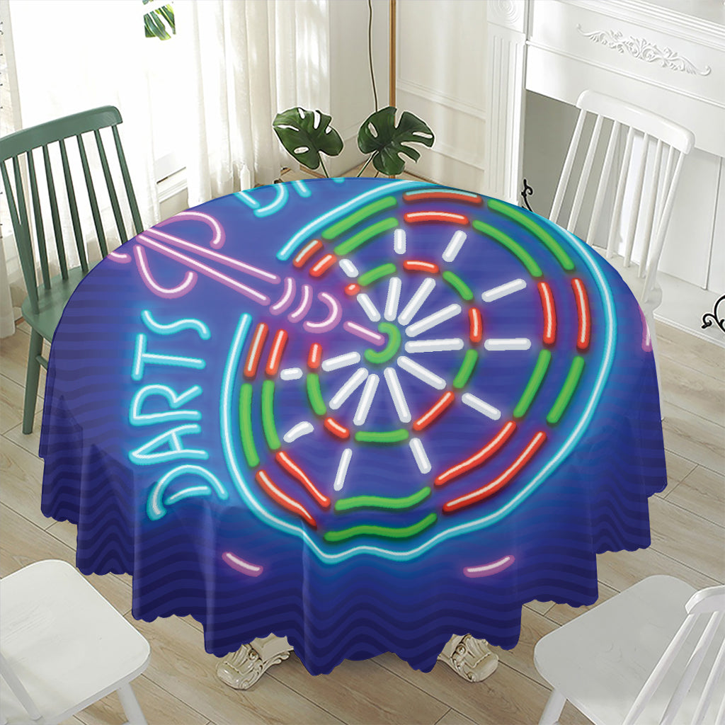 Darts Bar Sign Print Waterproof Round Tablecloth
