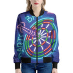 Darts Bar Sign Print Women's Bomber Jacket