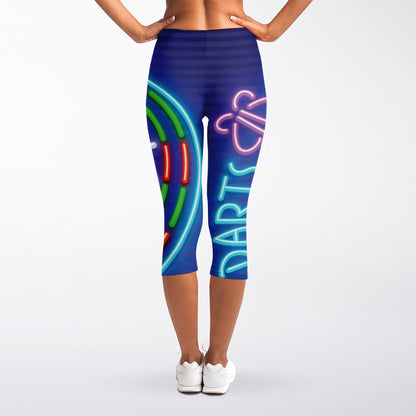 Darts Bar Sign Print Women's Capri Leggings