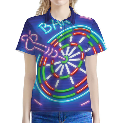 Darts Bar Sign Print Women's Polo Shirt