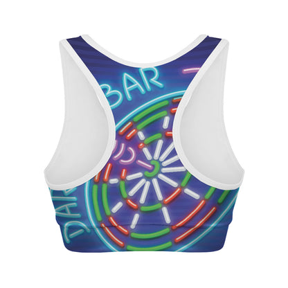 Darts Bar Sign Print Women's Sports Bra