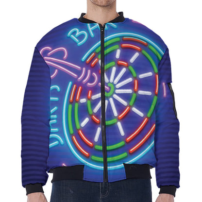 Darts Bar Sign Print Zip Sleeve Bomber Jacket