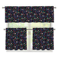 Day Of The Dead Calavera Cat Print 3 Piece Kitchen Curtains