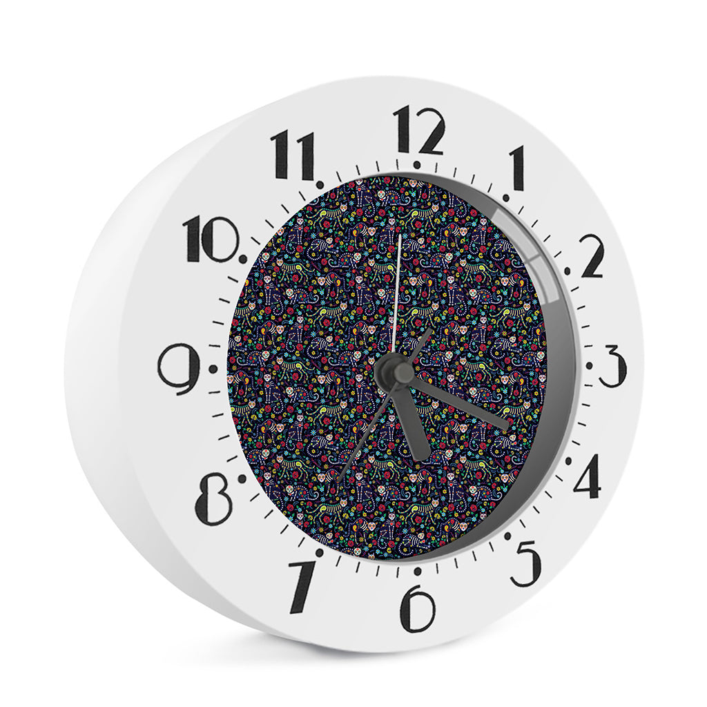 Day Of The Dead Calavera Cat Print Alarm Clock