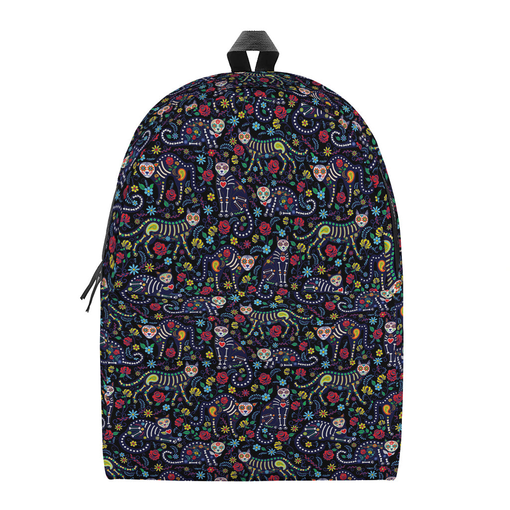 Day Of The Dead Calavera Cat Print Backpack