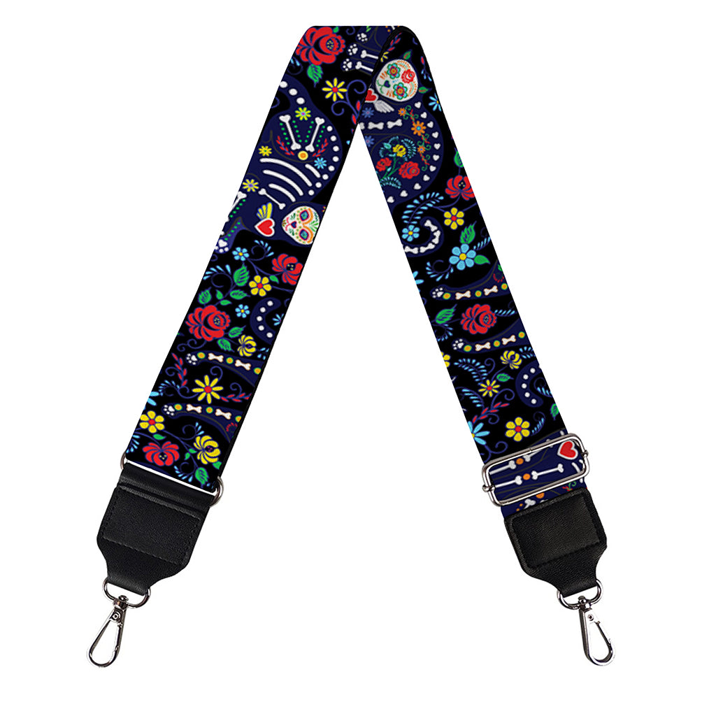 Day Of The Dead Calavera Cat Print Bag Strap