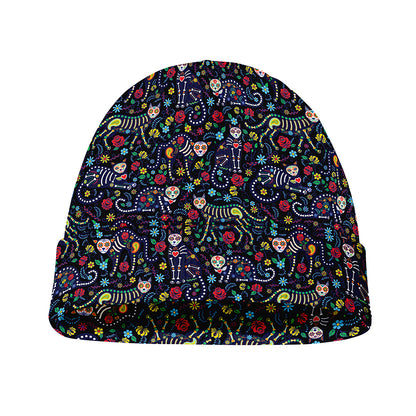 Day Of The Dead Calavera Cat Print Beanie